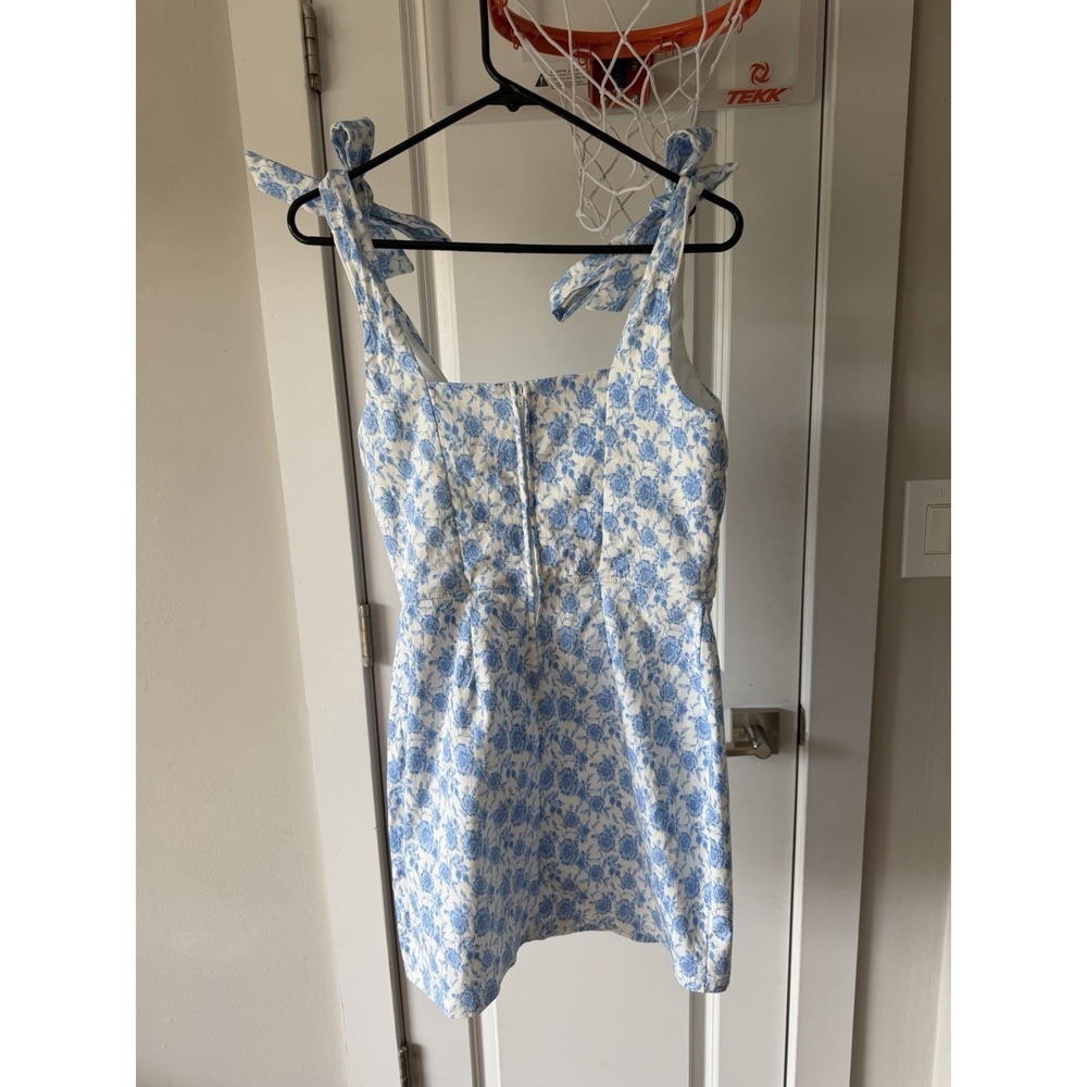Trixxi Women's White Mini Summer Dresses with Blue Floral Print Size L - Picture 16 of 16